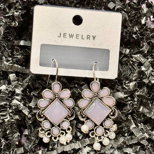 Lilac Enamel Drop Earrings