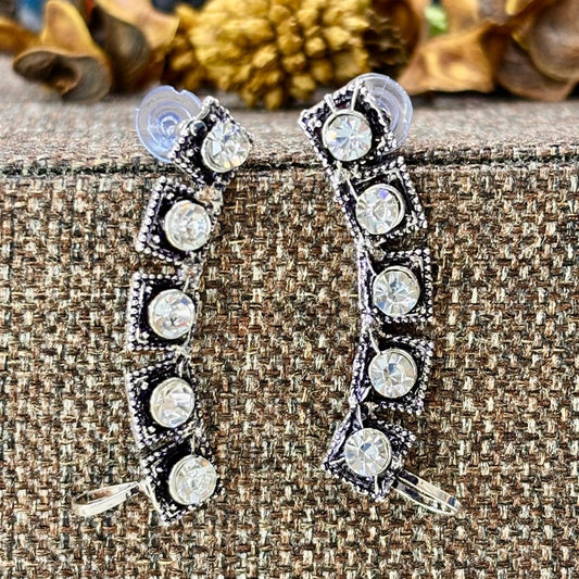 Crystal Curve Stud Earrings