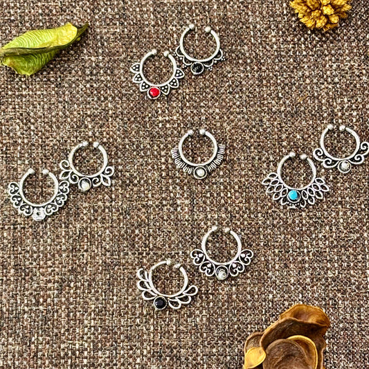 Boho Oxidized Nose Ring Set of 9