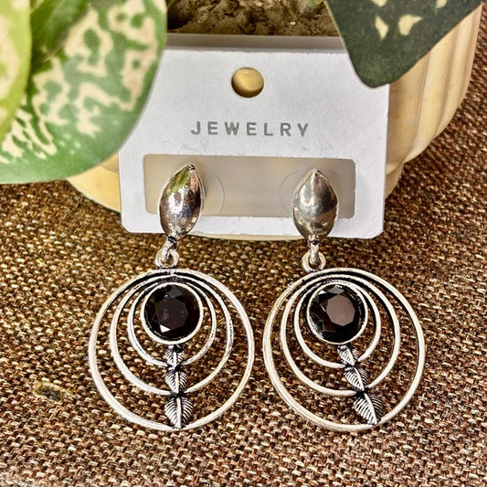 Black Stone Tribal Earrings