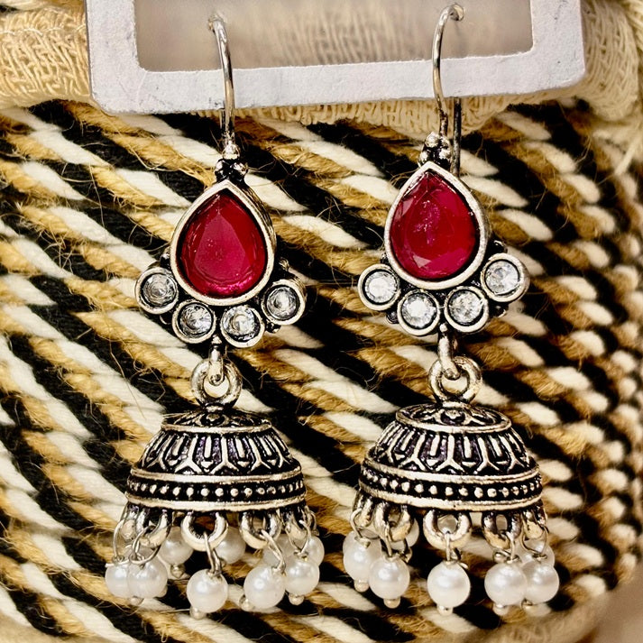 Ruby Pearl Jhumka Earrings