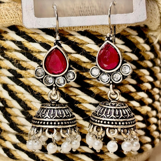 Ruby Pearl Jhumka Earrings