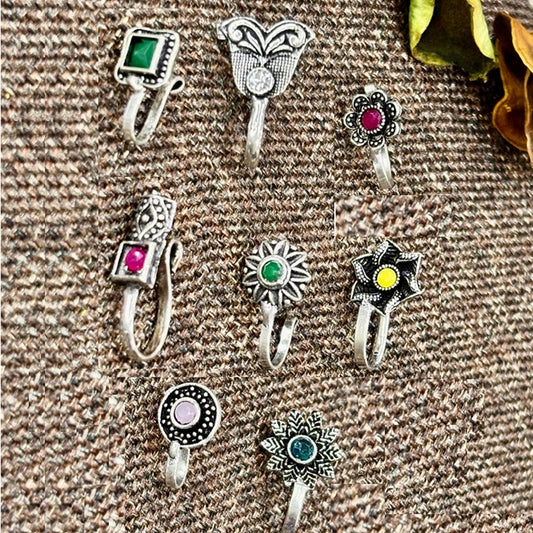 Oxidized Adjustable nose pins (Set of 8)